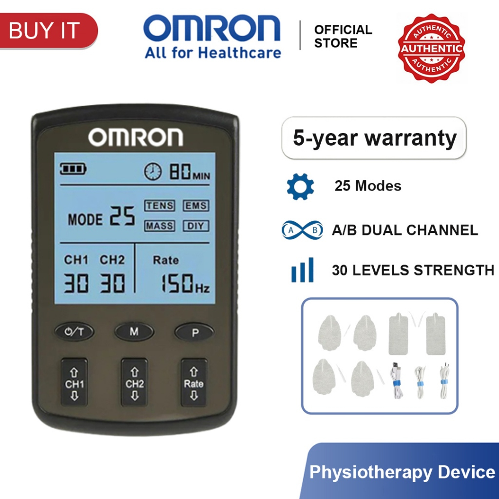 OMRON เครื่องนวดกล้ามเนื้อดิจิทัล EMS/TENS เครื่องกระตุ้นไฟฟ้า ชาร์จได้ บรรเทาอาการปวดกล้ามเนื้อแขน 