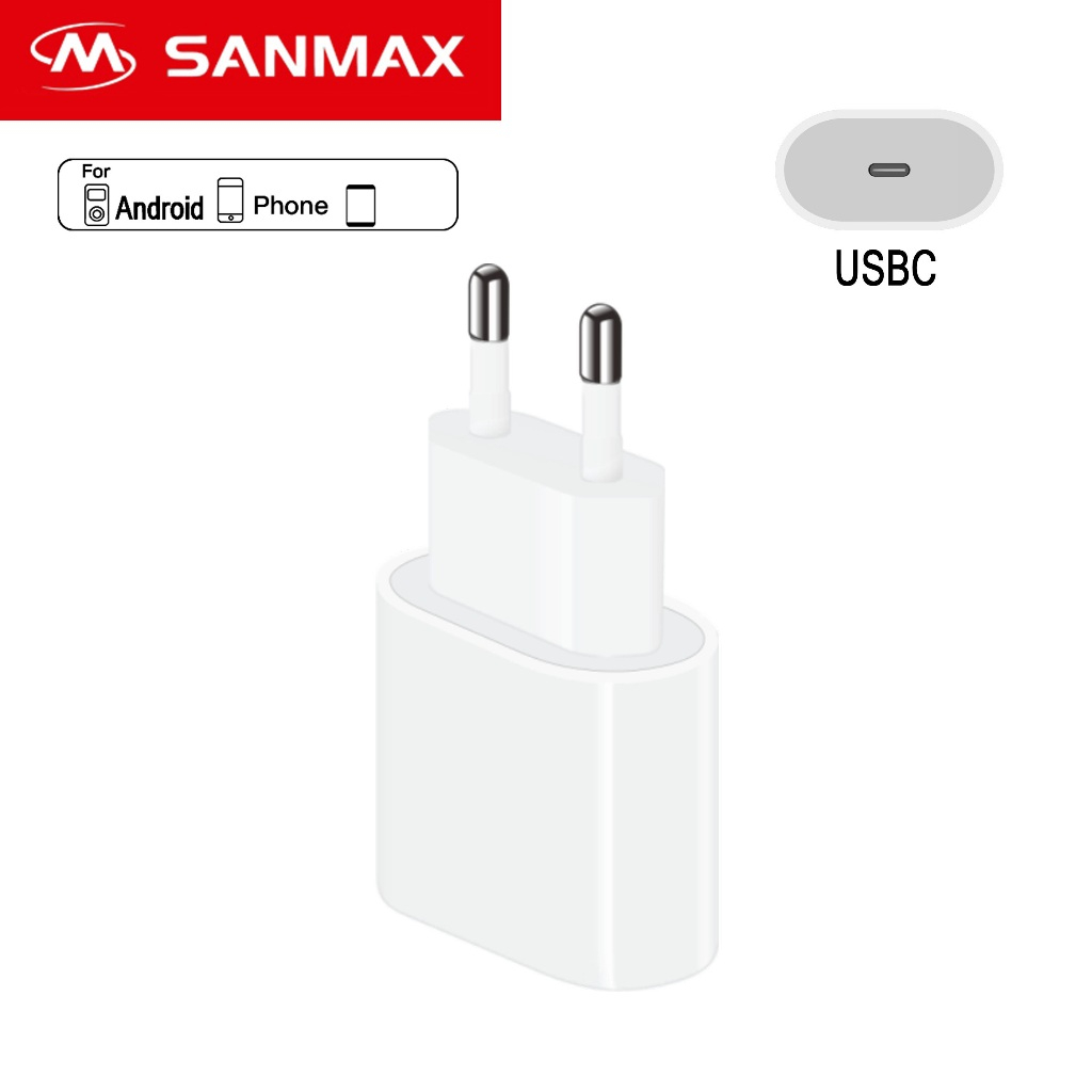 sanmax หัวชาร์จ 20W charger head USBC Fastcharging สำหรับ ทุกแบรนด์ （รับประกัน 1 ปี） TISI AAA