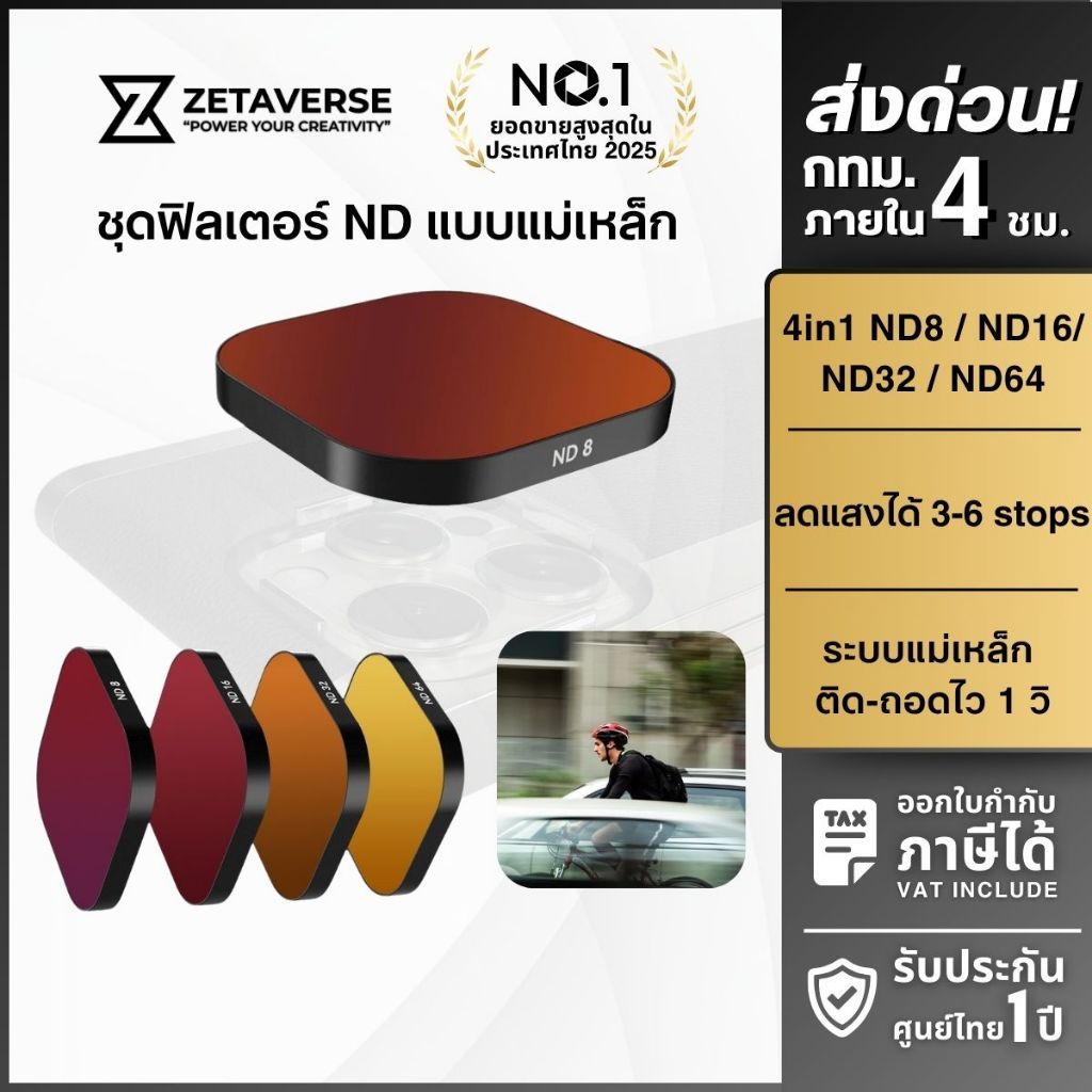 ฟิลเตอร์มือถือแบบแม่เหล็ก Fotorgear ND Filter 4in1 Magnetic ลดแสง 4 ระดับ 8/16/32/64