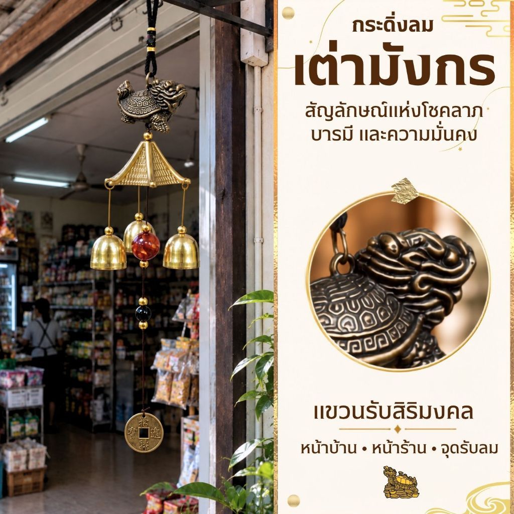 กระดิ่งลมเรียกทรัพย์ หลงกุย เต่ามังกร โมบายปรับฮวงจุ้ยเสียงใสกังวาล ปรับราศีเสริมดวงชะตาเสริมบารมี