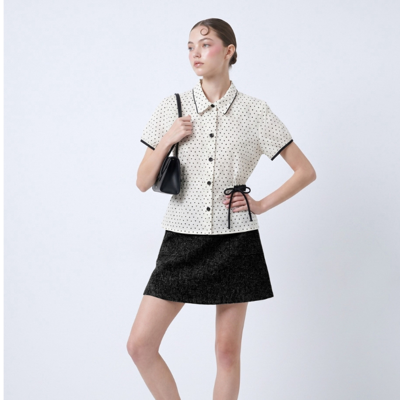 AMILA Shirt AM-H669 Cotton ปริ้นท์ แขนสั้น IGPU26-08 PCE1190