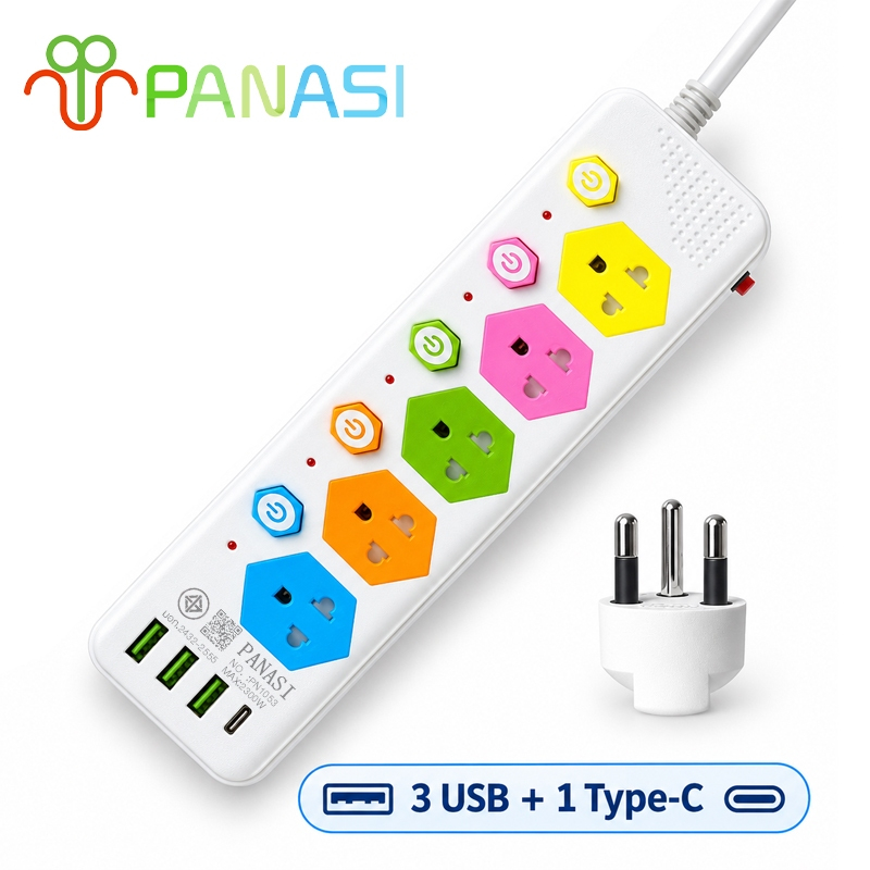 Panasi ปลั๊กไฟUSB 3 ตา  ปลั๊กพ่วง ปลั๊กไฟอเนกประสงค์ มีช่องชาร์จ USB รางปลั๊กไฟ ปลั๊กไฟ ปลั๊กพ่วง สาย 5 เมตร NO:PN105