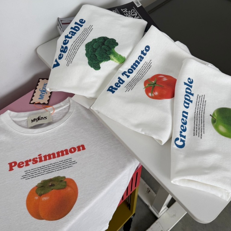 Veggie tees เสื้อยืดผ้าสลาฟ ลายสกรีนจม ( พร้อมส่ง )