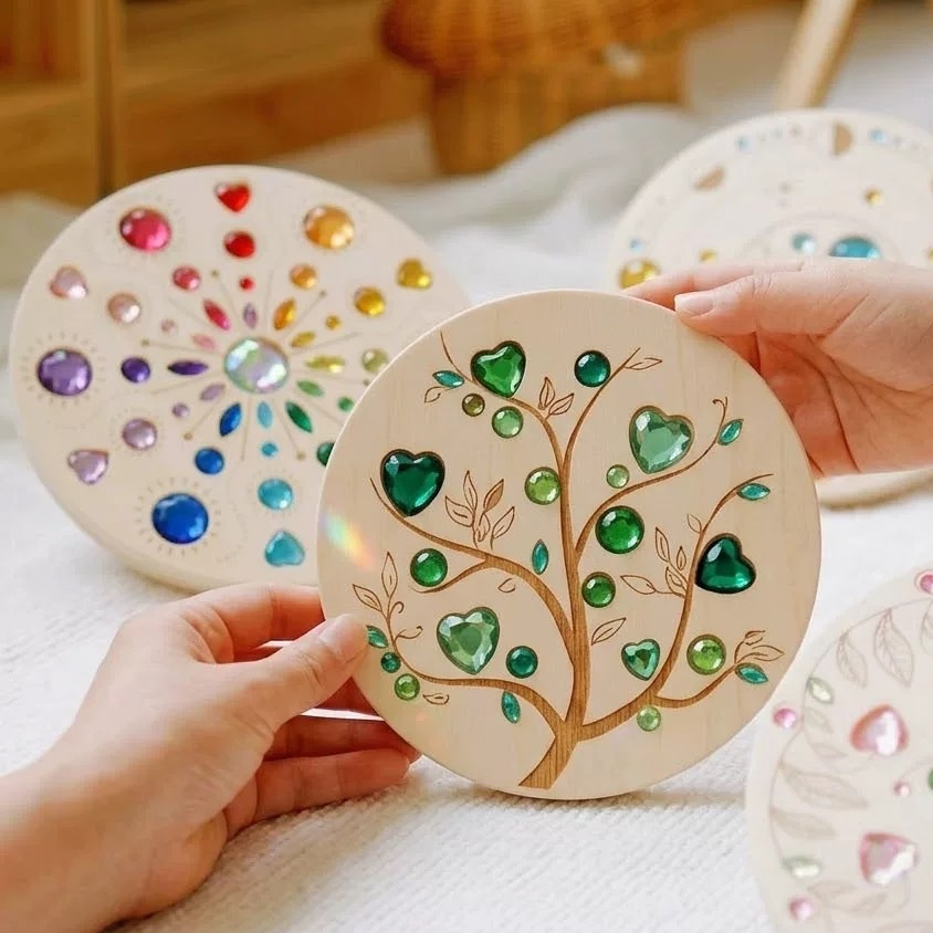 Rainbow Gem Spinner ของเล่นไม้แบรนด์ Treecho ของแท้ Montessori เสริมพัฒนาการ ฝึกสมาธิ ของเล่นหมุนพลอยสี
