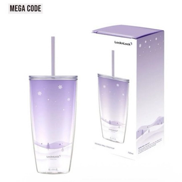 Locknlock แก้วน้ำพลาสติก2ชั้น cup720ml.รุ่น HAP507-CNT แท้ สีม่วง แก้วพลาสติก