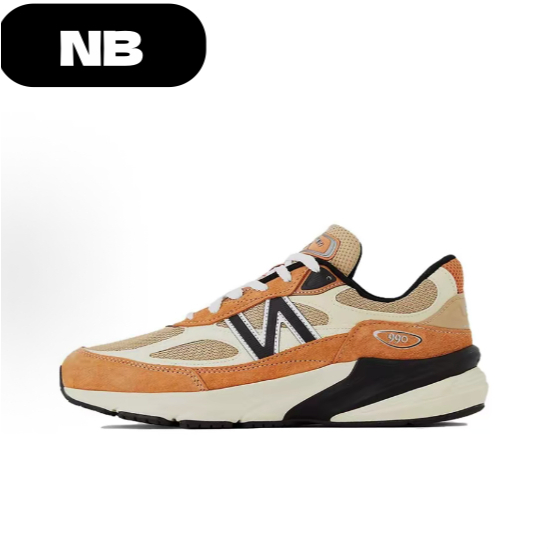 New Balance NB 990 V6 Low cut Running Shoes Light Orange Pink  100% แท้จริง