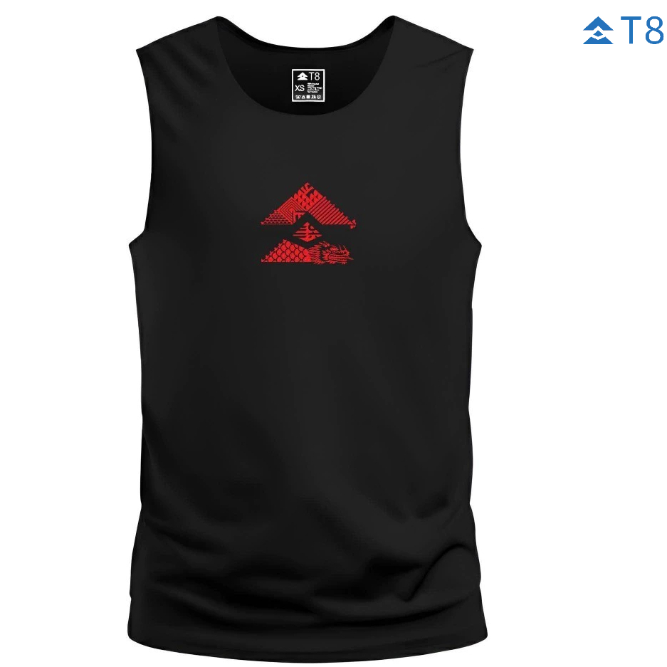 T8 Run เสื้อวิ่ง แขนกุด ผู้ชาย Men's Trail Tank The 9 Dragons Limited Edtion สีดำ