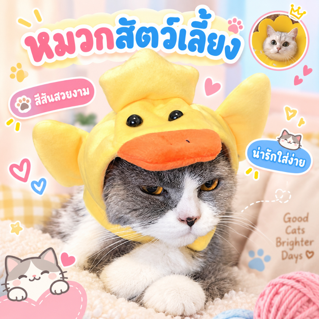AL-079 Bubby's หมวกแมว สุนัข หมา น่ารัก สีสันสวยงาม หมวกสัตว์เลี้ยง 🔥 พร้อมส่ง 🔥 บับบี้ Bubby By Anna&Louise