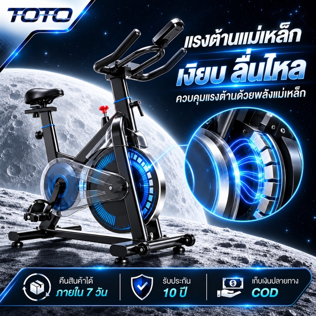 จักรยานออกกำลังกาย JC302 จักรยานปั่นแม่เหล็ก 100 ระดับ เงียบ ใช้ในบ้าน รับน้ำหนัก 350KG ZWIFT KINOMA