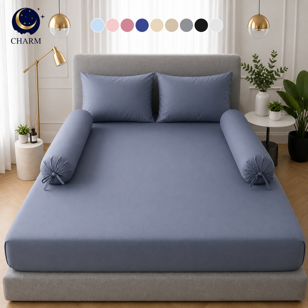 Charm ชุดผ้าปูที่นอน ผ้านุ่ม กันไรฝุ่น 9 สี 3.5 / 5 / 6ฟุต รุ่น Classic Bedsheet Set (ไม่รวมผ้านวม)