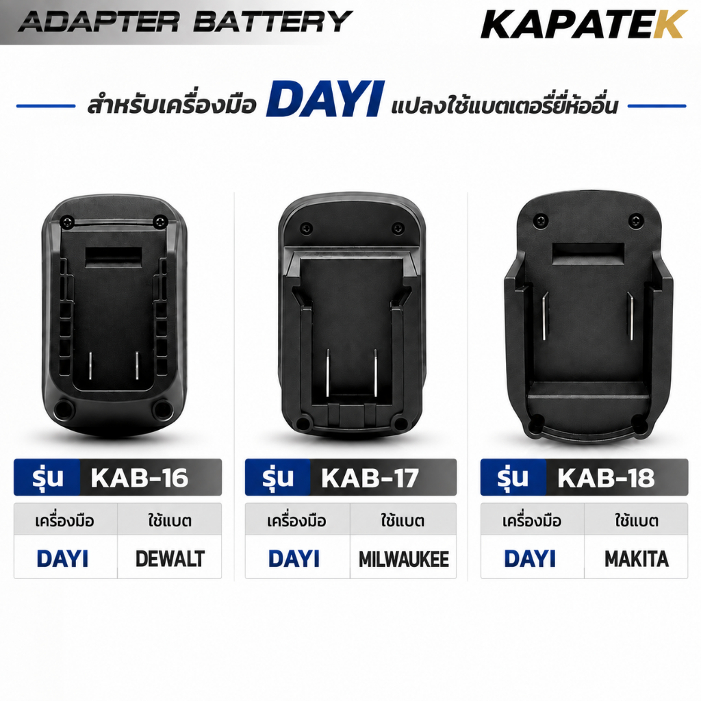 Adapter แปลงแบตเตอรี่ เครื่องมือไร้สาย Makita / Miuwakee / Dewalt / Bosch / Total / Dayi และอื่นๆ รูปที่ 3
