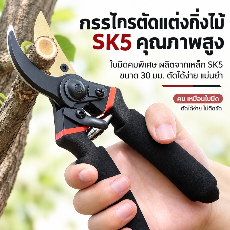 กรรไกรตัดกิ่งไม้ SK5 กรรไกรตัดแต่งกิ่ง กรรไกรตัดกิ่งไม้สวน ใบมีดคม ตัดกิ่งไม้ 30 มม. กรรไกรตัดกิ่งไม้แบบมือจับ