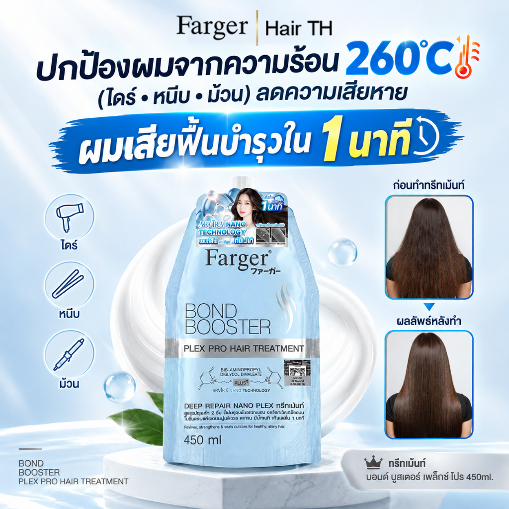 Farger Bond Booster เซรั่มบำรุงเส้นผมปฏิเสธความหงุดหงิดบำรุงสองเอฟเฟกต์ปรนนิบัติความมันวาวแข็งแรง 45