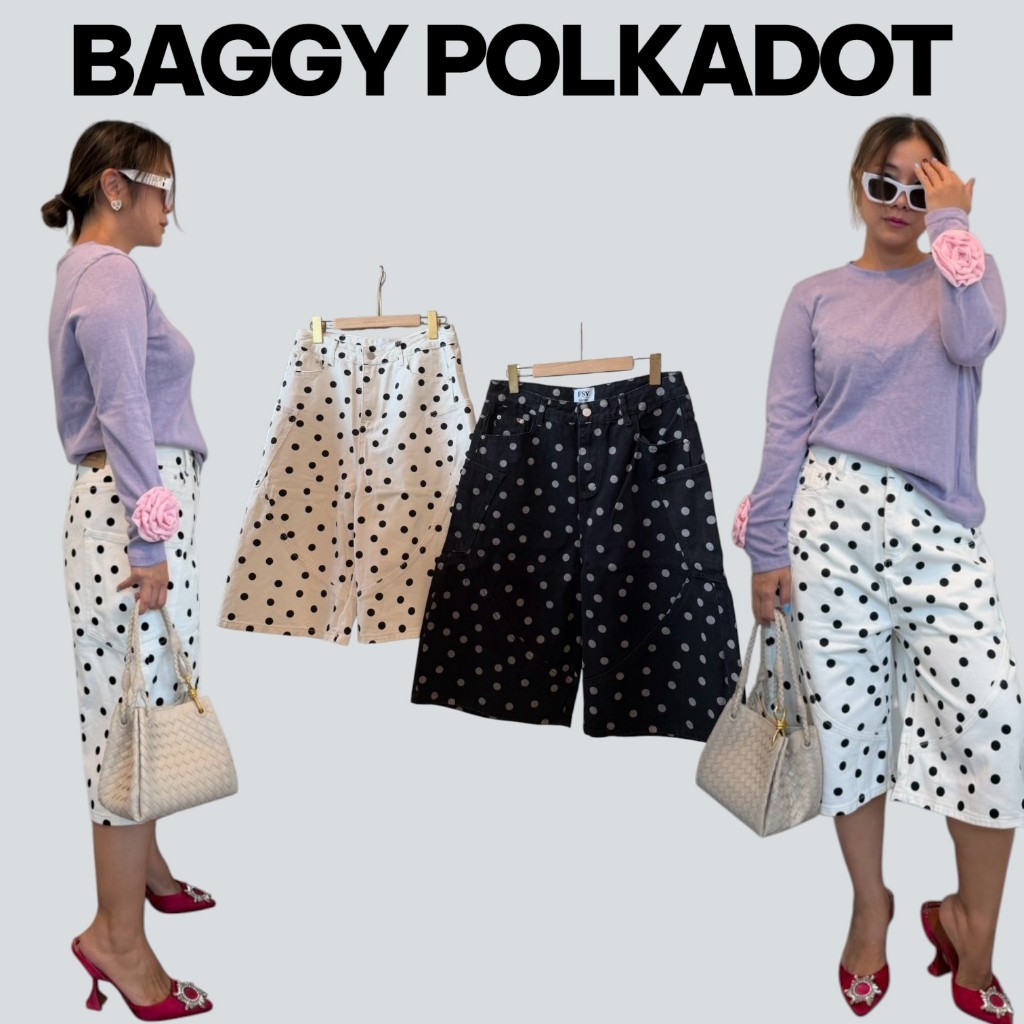 ขาสั้น Polkadot Baggy Jorts ผ้ายีนส์