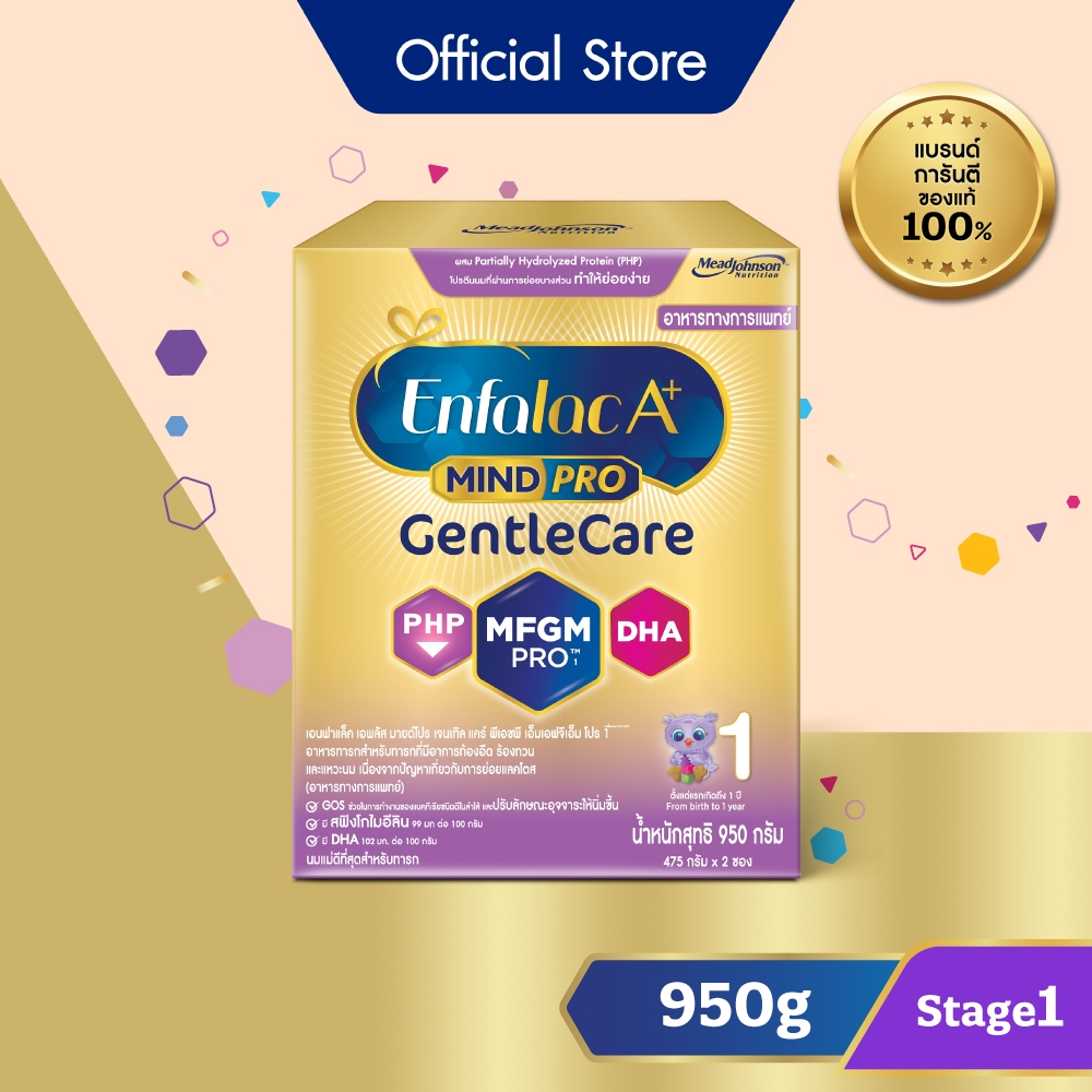นมผง เอนฟาแล็ค เอพลัส มายด์โปร เจนเทิล แคร์ สูตร1 (950 กรัม) Enfalac A+ MindPro Gentle Care Stage1 (950 g)