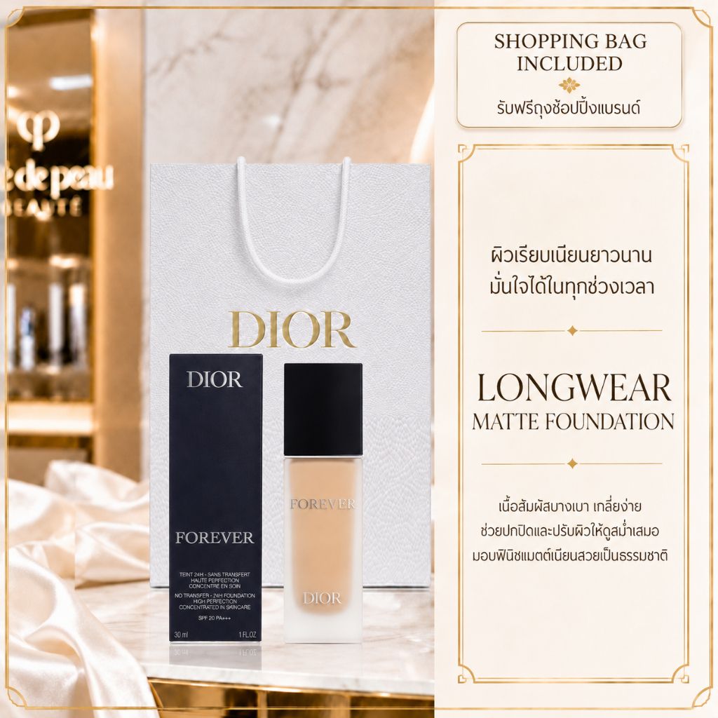 พร้อมส่ง🍉ของแท้ Dior Forever Skin Glow รองพื้นดิออร์ ฉ่ำผิวโกลว์ ปกปิดเนียน ติดทน 24 ชม. เลือกสีได้ 30ml
