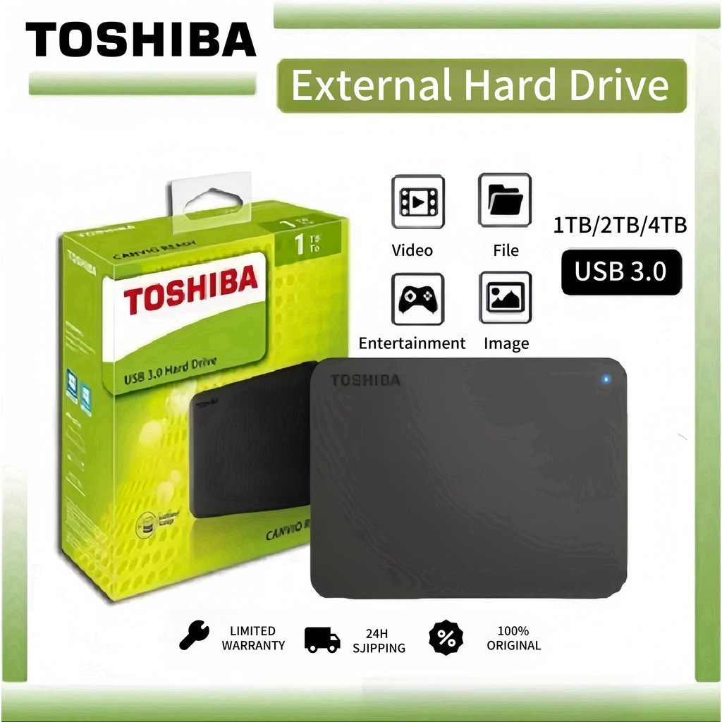 Toshiba External Harddisk ฮาร์ดดิสก์ภายนอก 1TB/2TB/4TB ความเร็วสูง USB 3.0 External HDD ใช้งานได้กับ