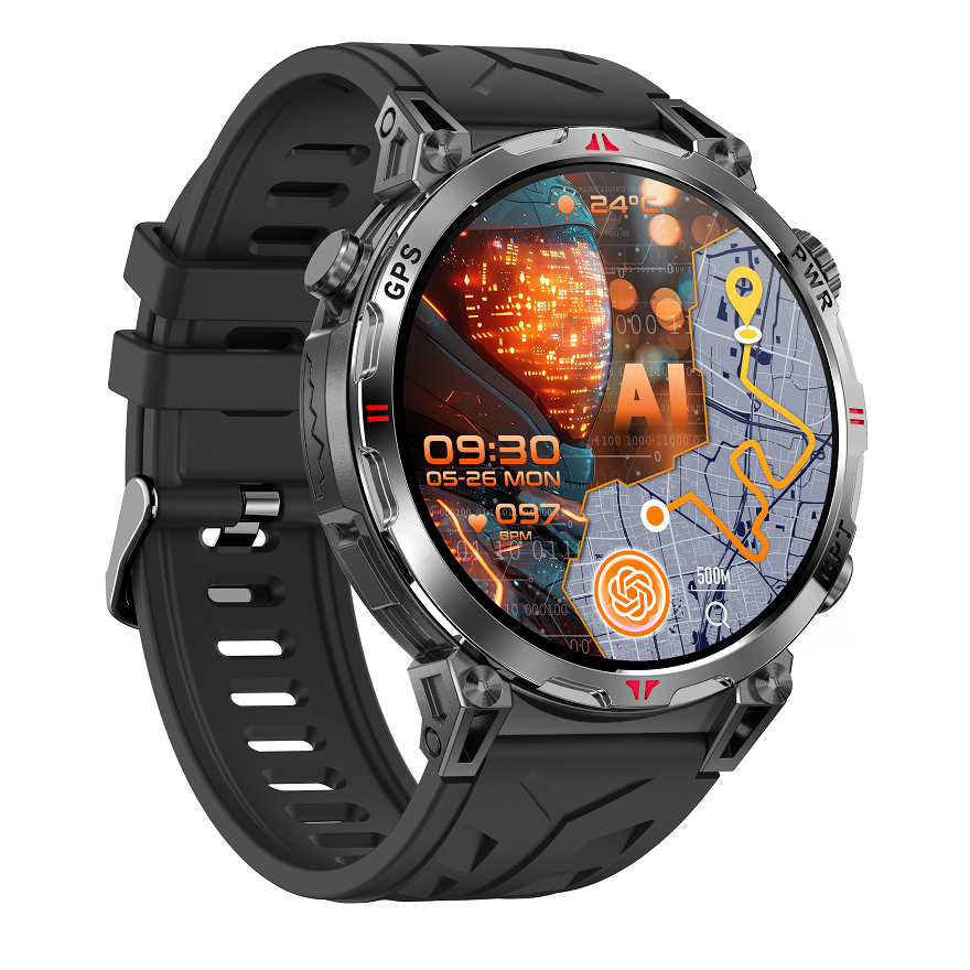 นาฬิกาสมาร์ทวอทช์ กีฬาข้างนอก ของแท้ AI ChatGPT Smartwatch GPS โทรผ่านบลูทูธ จอ AMOLED 1.56 กันน้ำ 3ATM แบต 650mAh