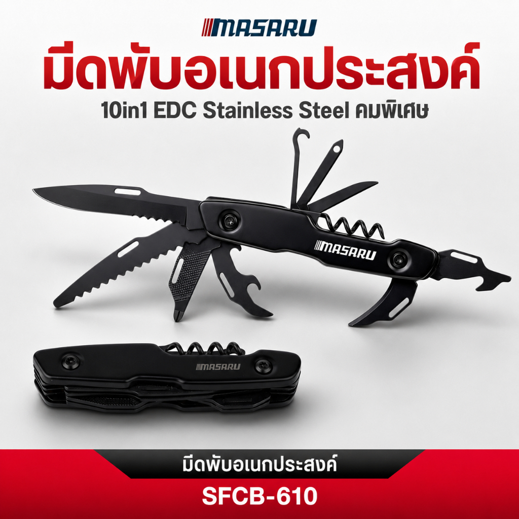 MASARU SFCB-610 มีดพับอเนกประสงค์ SFPR-605 คีมอเนกประสงค์ เครื่องมืออเนกประสงค์ สแตนเลส พกพาสะดวก