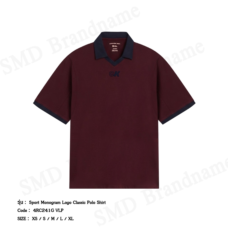 Calvin Klein Jeans เสื้อโปโลผู้ชาย รุ่น Sport Monogram Logo Classic Polo Shirt Code: 4RC241G VLP