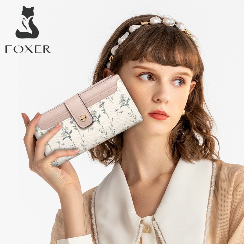 FOXER محفظة نسائية طويلة مطبوعة بالزهور — صورة 2