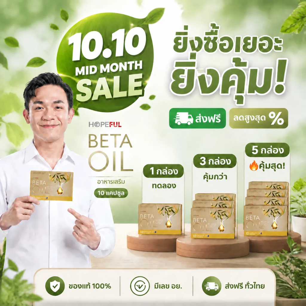 ⚡โปรโมชั่น 10.10! BETA OIL ลดไขมันเลว บำรุงหัวใจ ควบคุมความด