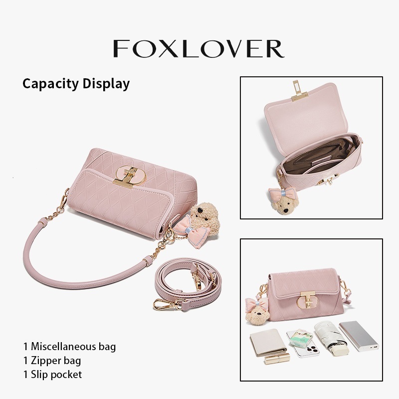 FOXLOVER حقيبة كروس مبطنة بتعليقة دب — صورة 6