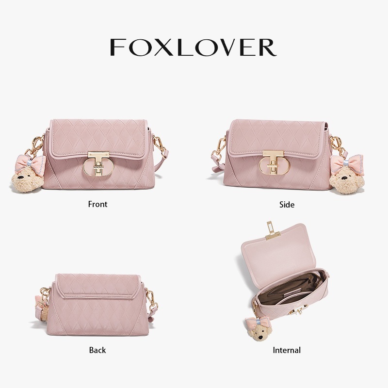 FOXLOVER حقيبة كروس مبطنة بتعليقة دب — صورة 5