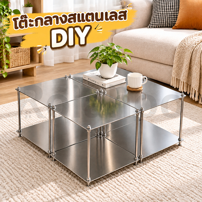 DIY style🔥โต๊ะกลางสแตนเลส ชั้นวางของ โต๊ะกลางโซฟา เฟอร์นิเจอร์โมดูลาร์ y