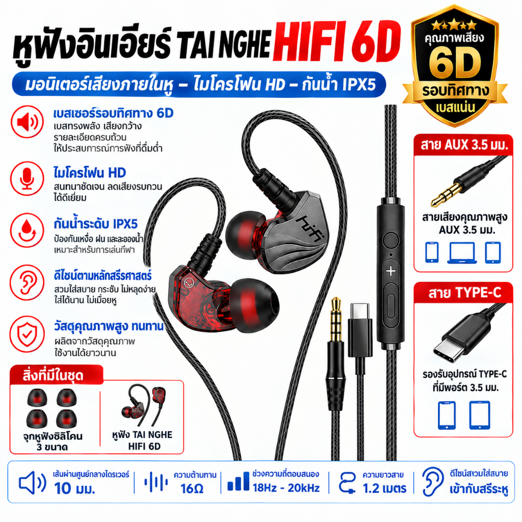 S2000 หูฟังสาย 6D Surround Bass หูฟังสายในหู 3.5 มม. หูฟังสเตอริโอ Auriculares หูฟังเกม Handfree พร้อมไมโครฟ์