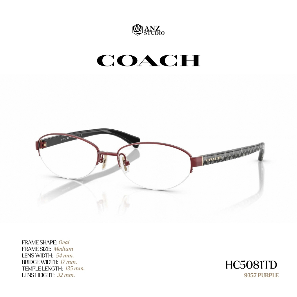 COACH إطار نظارة بيضاوي نصف إطار HC5081TD — صورة 4