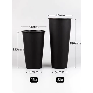 แก้วPP(25ใบพร้อมฝา) เเก้วสีดำด้านเนื้อทราย PP 16 20 22 Oz ปาก90 MM