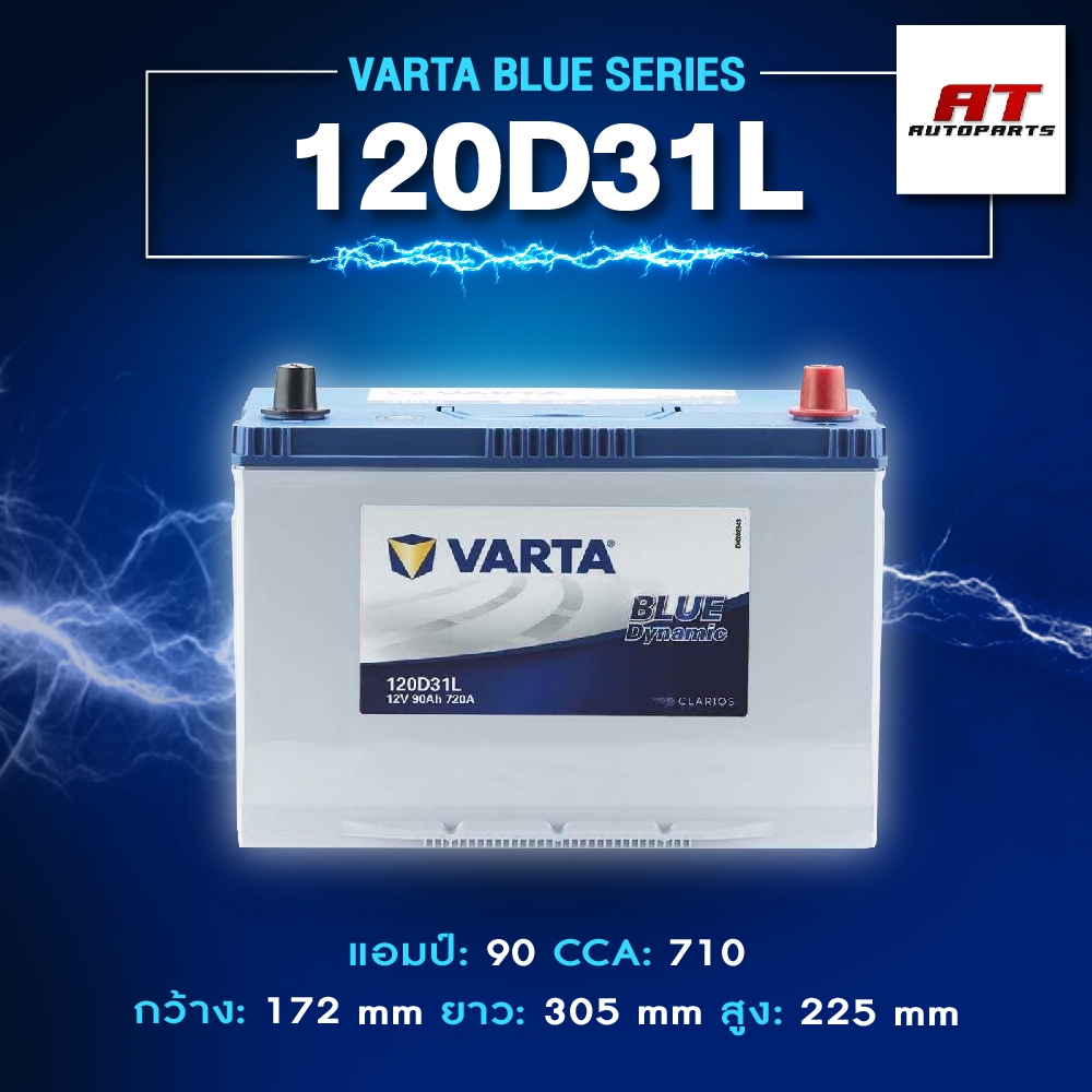 แบตเตอรี่ Battery VARTA รุ่น 120D31R/L Blue Dynamic แบตเตอรี่แห้ง (ไม่ต้องดูแลน้ำกลั่น)