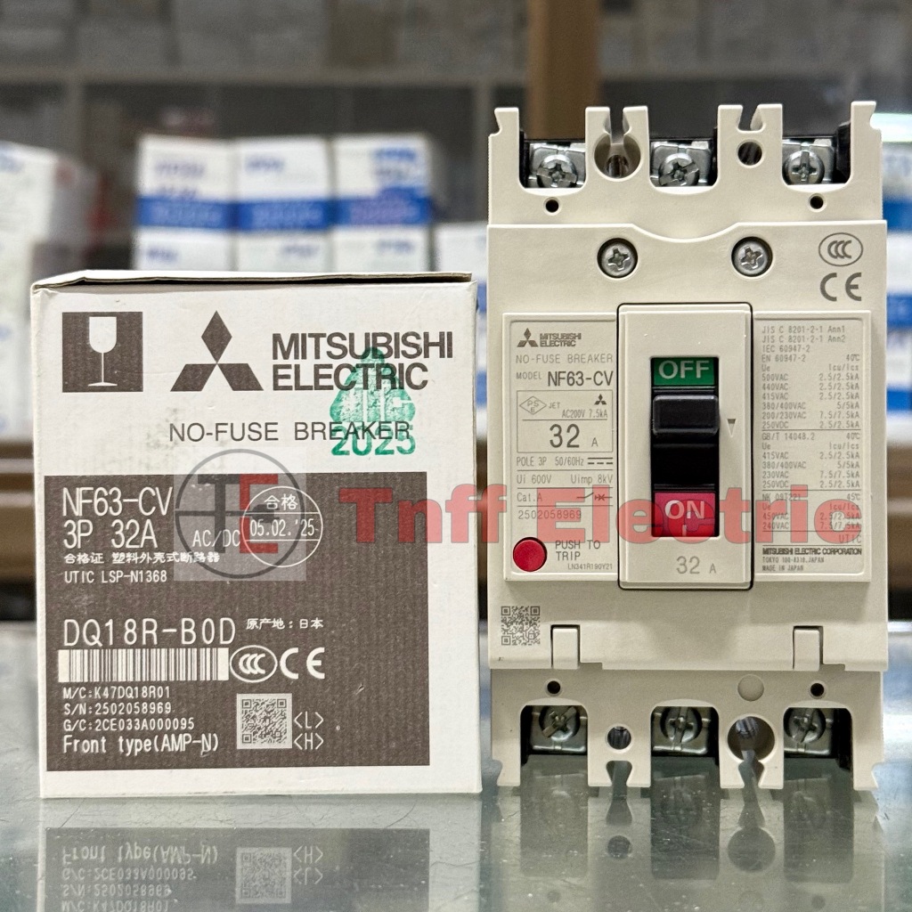 Mitsubishi NF63-CV (32A, 40A, 50A, 63A) เซอร์กิต เบรกเกอร์ 3 โพล (3P)