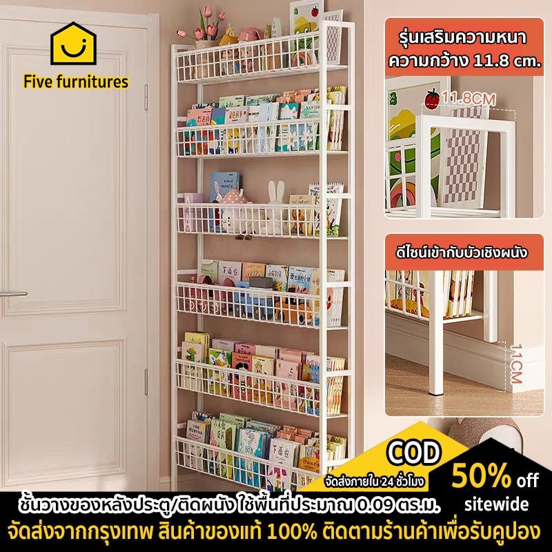 Five furnitures ชั้นวางของ ชั้นวางหนังสือ ชั้นวางอเนกประสงค์ มีรั้วกั้น แขวนผนังได้ ติดตั้งง่าย รับน