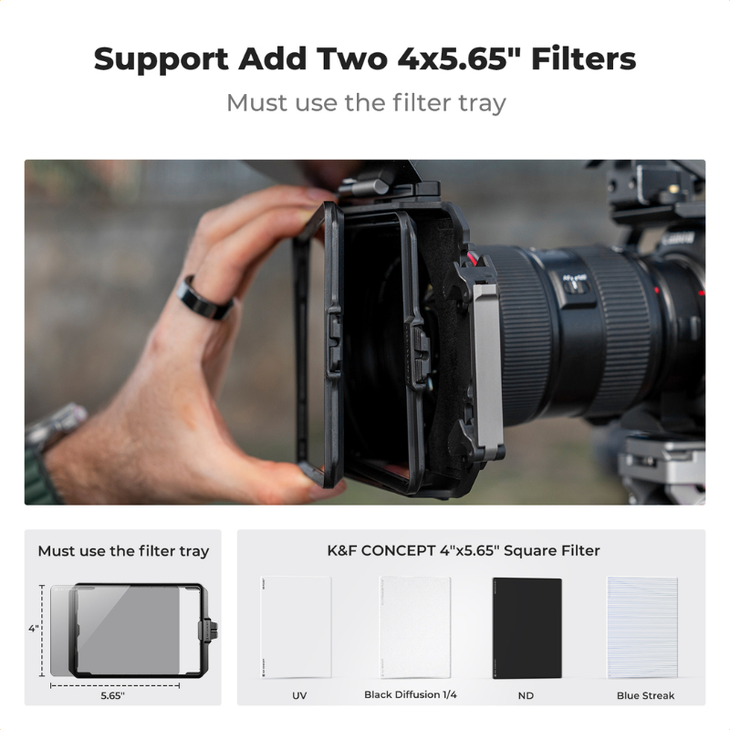 K&F Mini Matte Box, Carbon Fiber Top DSLR Matte with 2xSquare Filters Trays (SKU.2180V1)