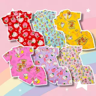 ชุดนอนเด็ก 3-4 ปี เสื้อคอปก กระดุมหน้า แขนขาสั้น ผ้าไหมอิตาลี SLE0022