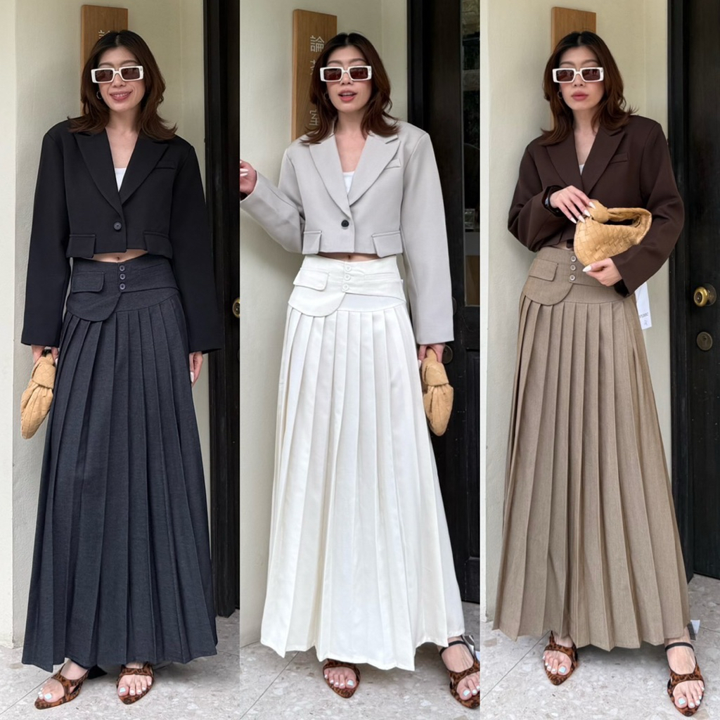 📌📌 พร้อมส่ง ครบสี #1067 x2 MAXI PLEATED SKIRT กระโปรงพลีท กระโปรงอัดพลีท ทรงสวย ทำงาน ออกงาน เรียบหรู