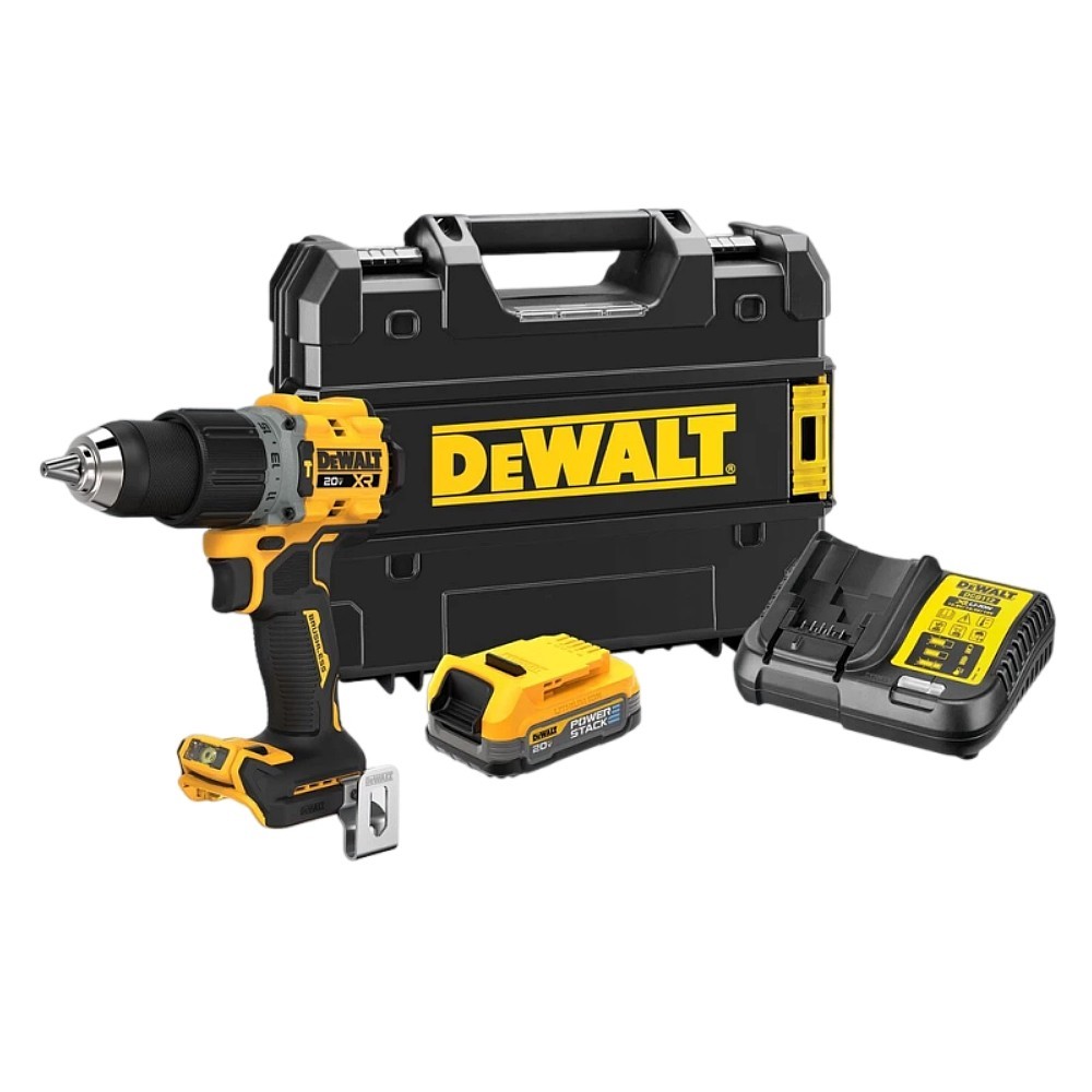 Dewalt สว่านกระแทก ไร้สาย 20V DCD806S1T-B1 ขนาด 13มม. (รวมแบตเตอรี่ Powerstack 3.5Ah) เซต