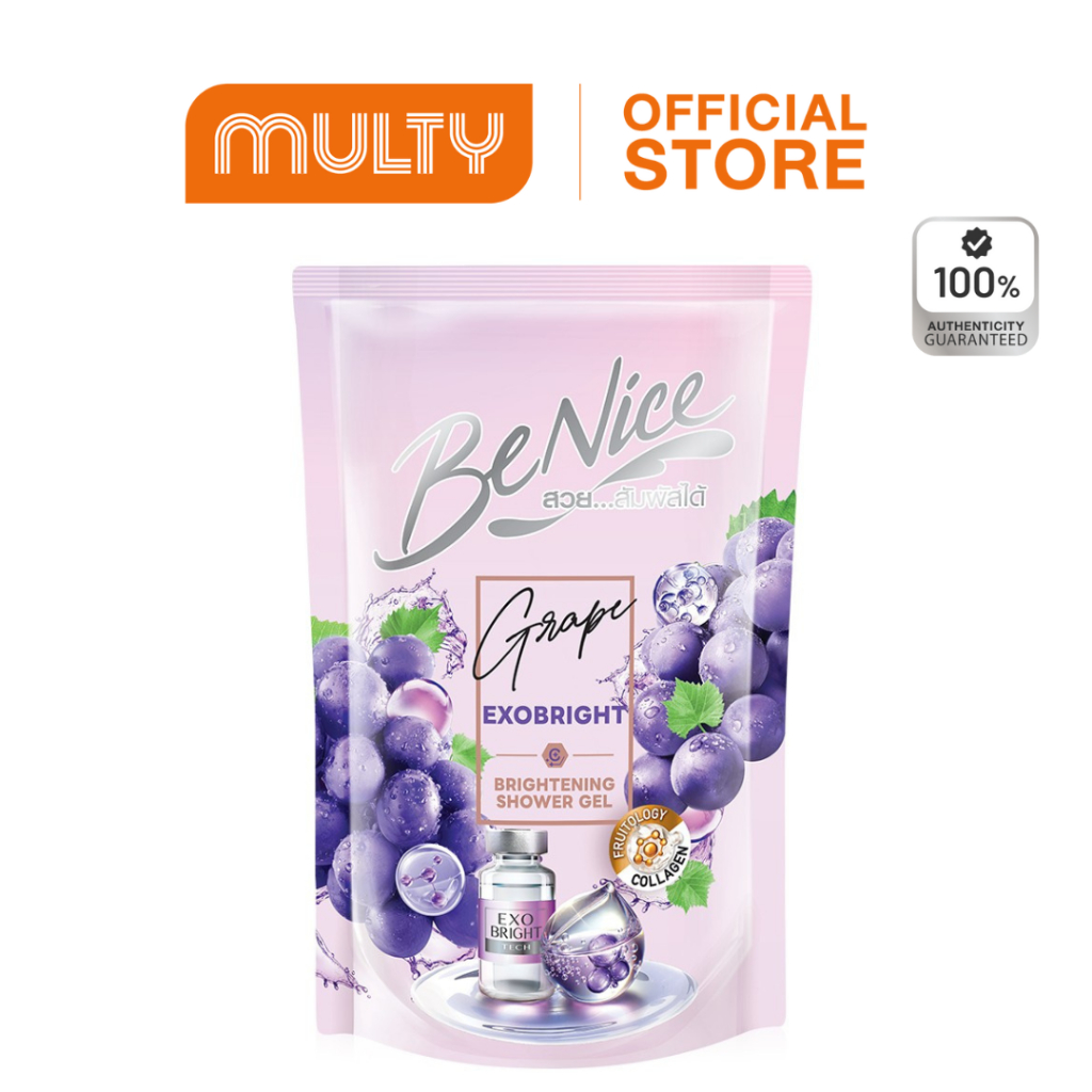 Benice Grape Exo Bright Shower Gel 450ml Refill ถุงเติม