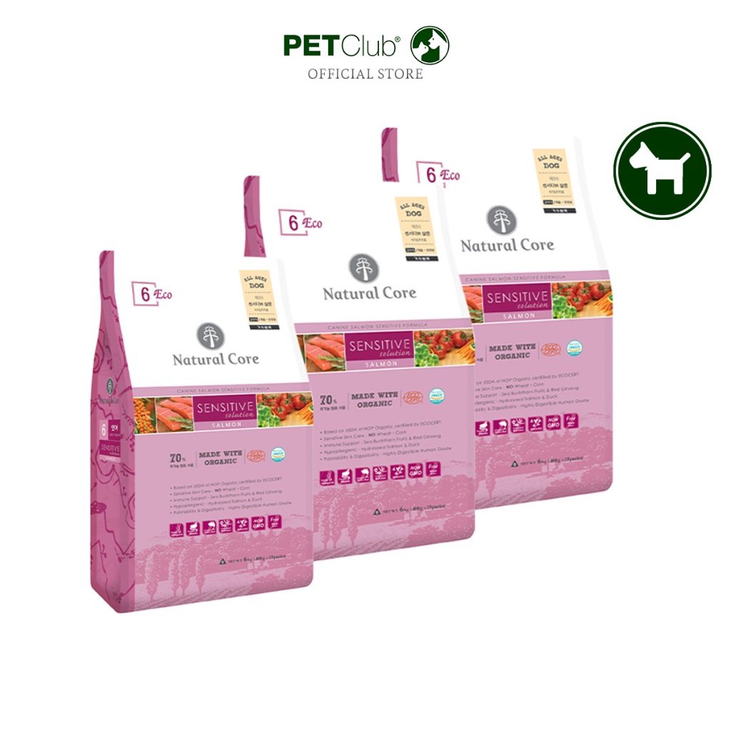 [PETClub] Natural Core ECO6 Sensitivity Salmon - อาหารเม็ดสุนัขสูตรแซลมอน ออร์แกนิค 3 ขนาด