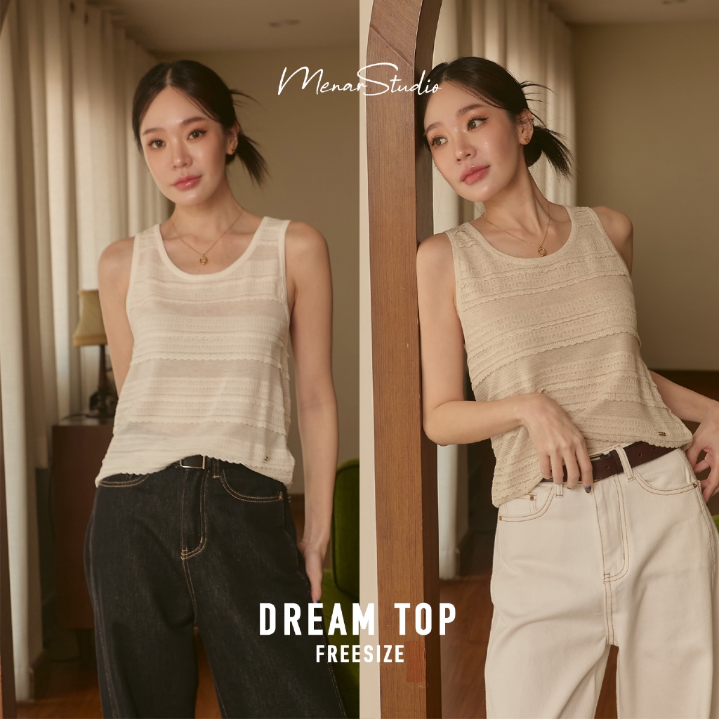 [Dream Top] แขนกุดผ้ายืดมาพร้อมระบายๆเพิ่มความคิ้วท์ ผ้านุ่มใส่สบาย ดีเทลก็น่ารัก ห้ามพลาดนะสาวๆ