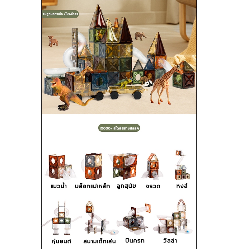 ONSHINE magnetic tiles 4D รุ่นขยาย7.5CM 20-100ชิ้น เกมฝึกสมอง ฝึกสมาธิ ของเล่น3-6ขวบ แม่เหล็กของเล่น - รูปที่ 5