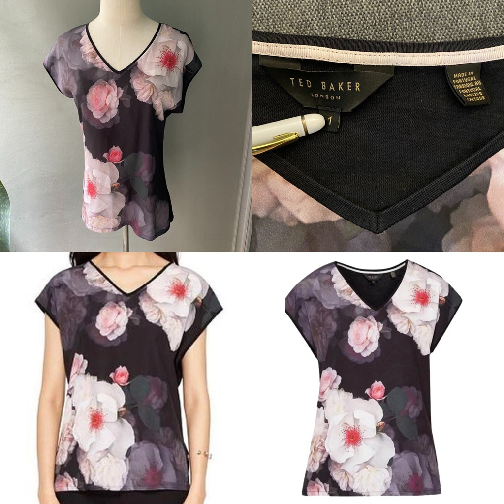 USED Ted Baker London floral print top size 1