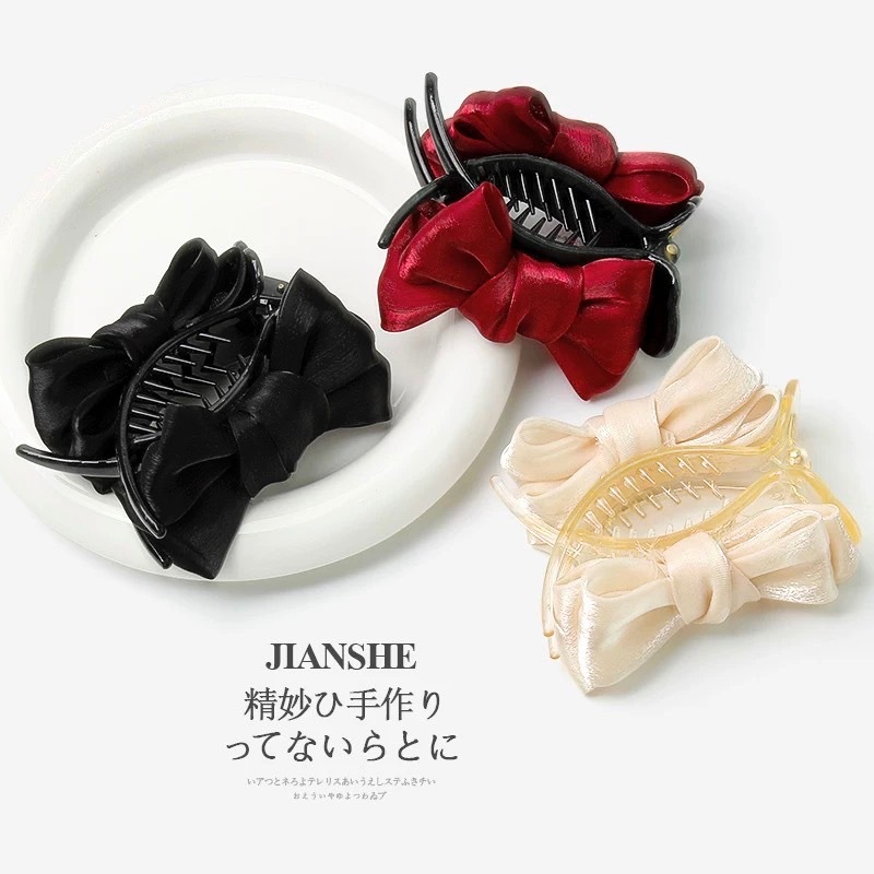 พร้อมส่ง!🇹🇭 ราคา/ชิ้น กิ๊บโค้งประดับโบว์ผ้าชีฟฟอนซาติน รุ่น Lovely Curve Bow  มีโบว์ทั้ง 2 ด้าน เนื้องานเกาหลี คุณภาพดี