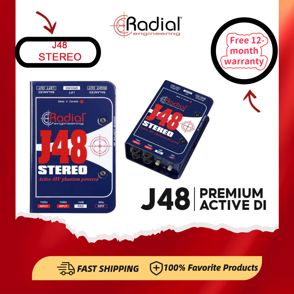 Radial J48 Stereo 2-Channel Active Instrument Direct Box