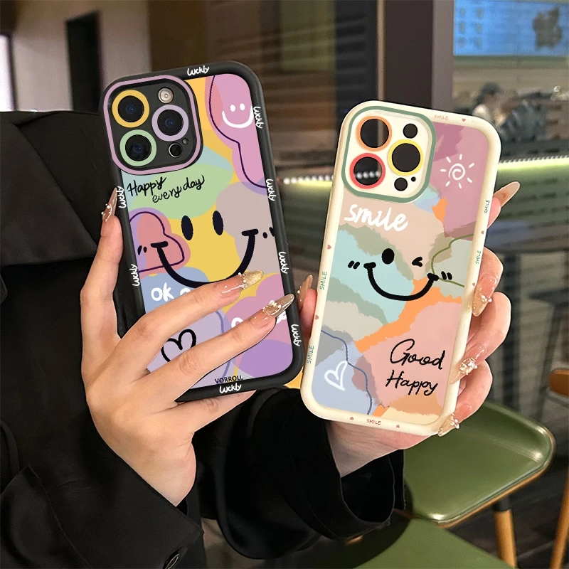 แฟชั่นกราฟิติ ที่มีสีสันยิ้มใบหน้านุ่ม เคส For Samsung A55 A54 A53 A52s A52 A51 A50 A30s A50s A34 A15 A14 A04s/A13 M12