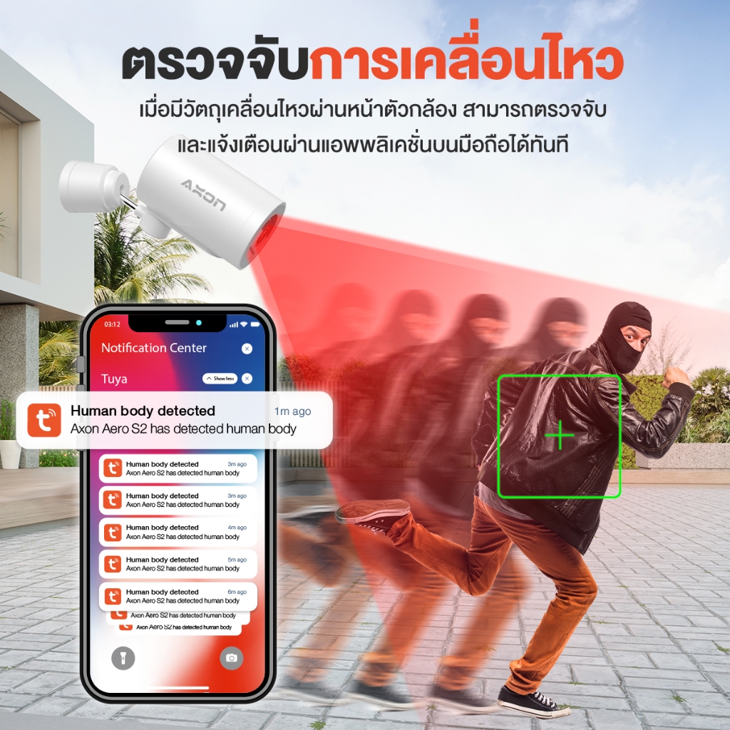[กลางคืนสว่างที่สุด] Axon Aero S2 กล้องวงจรปิด 2K กลางคืนภาพสี WIFI กันน้ำ หมุนได้ 180 องศา ประกัน 2 ปี - รูปที่ 4
