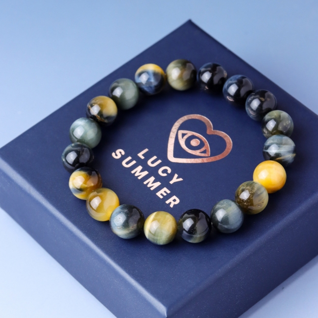LUCYSUMMER กำไลหินแท้ Golden Blue Tiger Eye (ไทเกอร์อายส์น้ำเงินทอง) ราคา ถูกที่สุด ดีลบีเคเค แกลเลอรีภาพที่ 2