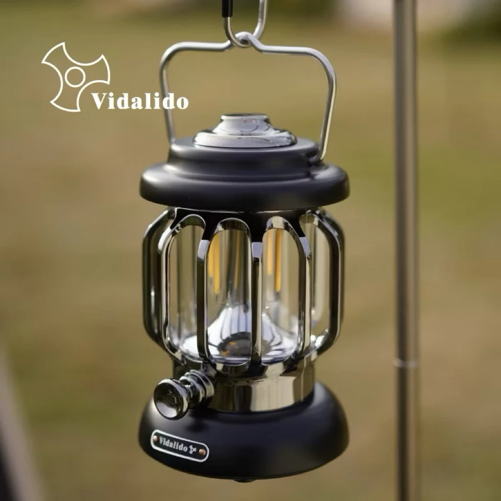 Vidalido โคมไฟ ตะเกียง Vintage LED ปรับแสงได้ 2 แบบ (ไฟขาว-ไฟส้ม) แบตอึด ใช้งานได้ถึง 36hr. (IPX4)